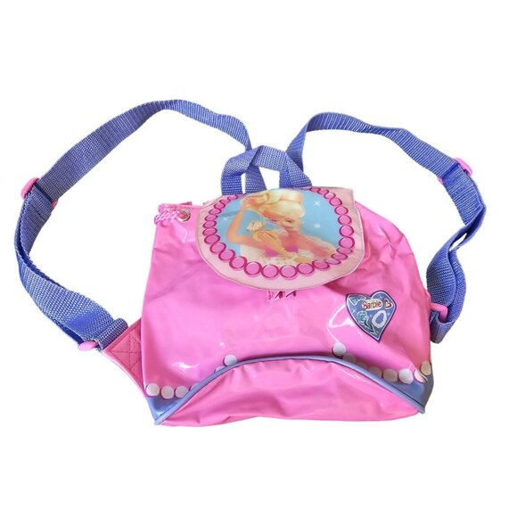 Barbie Pyramid Pink Purple Vinyl Backpack Bag Adjustable Straps Vintage 1996